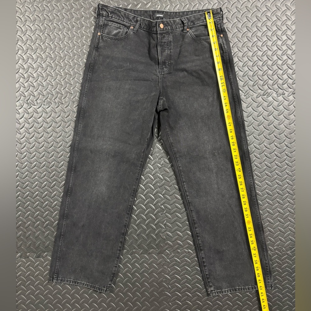 Express Black Jeans Relaxed Straight Low Rise Denim Pants 14R - Picture 7 of 12